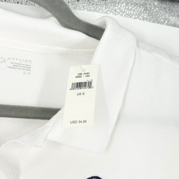 NWT Aerie Offline Game Set Match Embroidered Tennis Cropped Polo Shirt - Picture 5 of 8